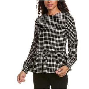 Beach Lunch Lounge womens size small beachlunchlounge Mila Plaid Top, Black